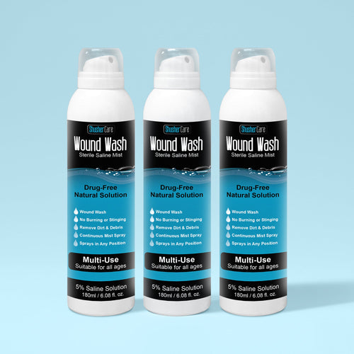 Shusher Care Wound Wash Spray – Sterile 5% Hypertonic Saline for Cuts, Scrapes & Wound Irrigation